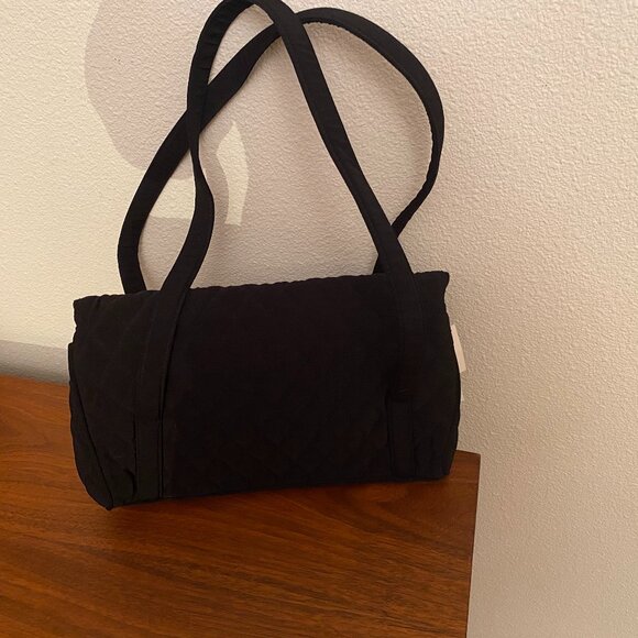 Vera Bradley microfiber shoulder/satchel bag Quilted. 2 Handles Black. Brand New - Picture 2 of 11